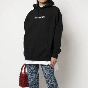 Vetements Logo Hooded Sweater In Black Unisex Size XS